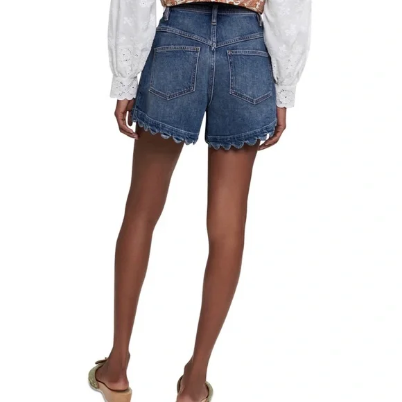 Maje Blue Scalloped Jean Shorts - Picture 3 of 3